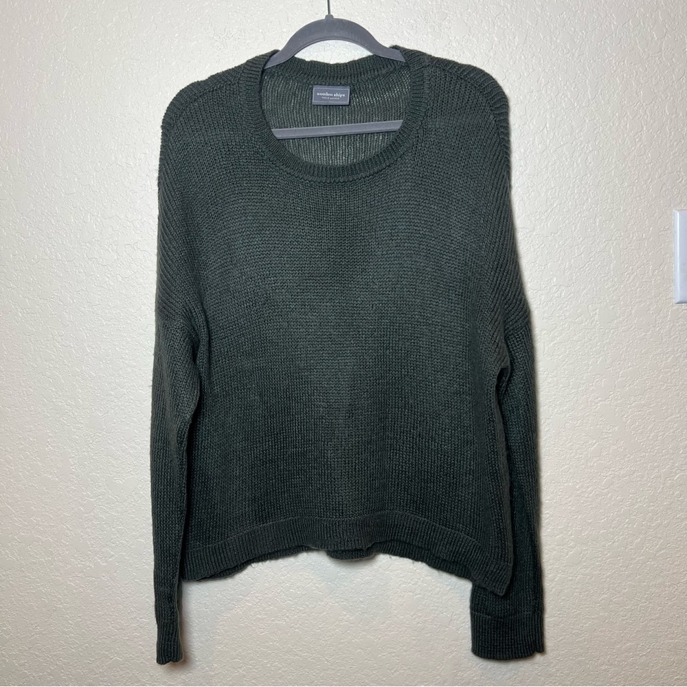 Wooden Ships wool mohair blend crew neck lightweight open knit oversized sweater